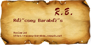 Récsey Barabás névjegykártya